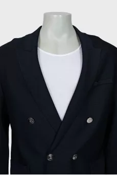 Men's blue double-breasted cardigan