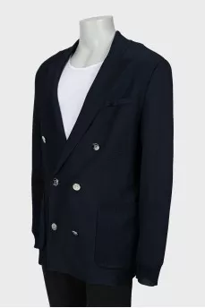 Men's blue double-breasted cardigan