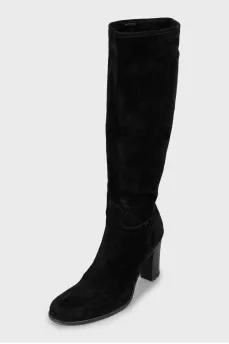 Suede high heel boots