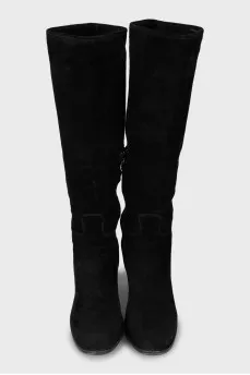 Suede high heel boots