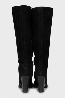 Suede high heel boots