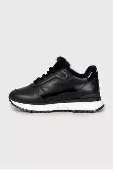 Black leather sneakers