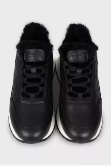 Black leather sneakers