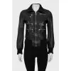 Black leather jacket with cuffs