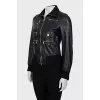 Black leather jacket with cuffs