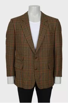 Men's wool jacket in check print