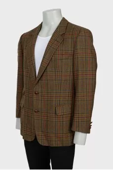 Men's wool jacket in check print