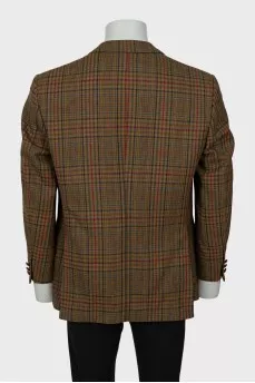 Men's wool jacket in check print
