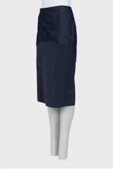 Cotton and silk straight skirt