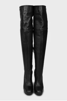 Leather boots with stiletto heels