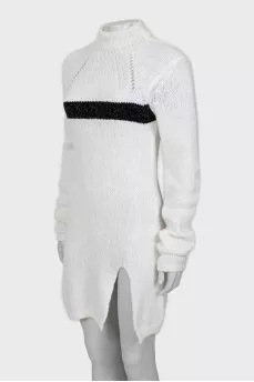 Wool dress decorated with black rhinestones
