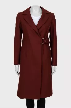 Burgundy wrap coat
