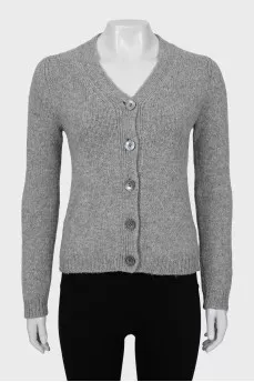 Gray knitted cardigan with buttons