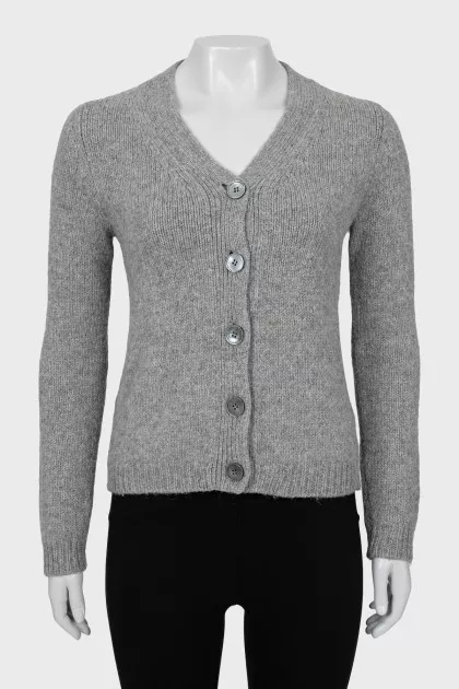 Gray knitted cardigan with buttons