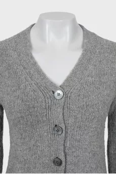 Gray knitted cardigan with buttons