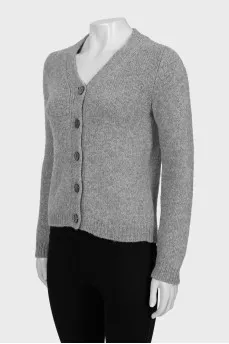 Gray knitted cardigan with buttons