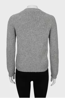 Gray knitted cardigan with buttons