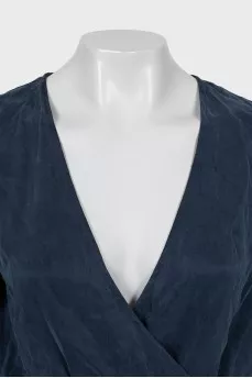 Blue V-Neck Blouse
