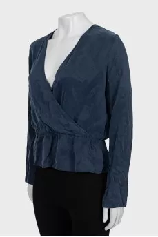 Blue V-Neck Blouse