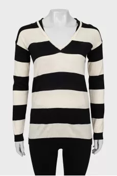 Black and white striped pullover