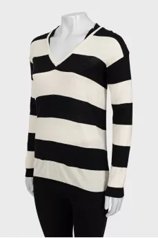 Black and white striped pullover