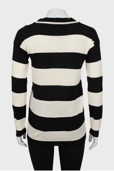 Black and white striped pullover