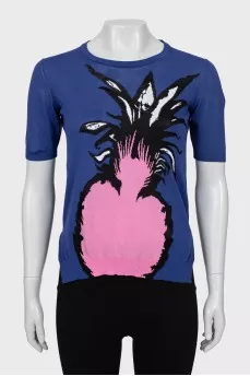 Knitted T-shirt with print