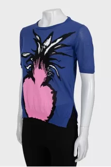 Knitted T-shirt with print