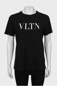 Black oversized T-shirt with brand logo