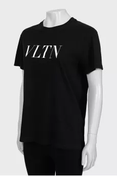 Black oversized T-shirt with brand logo