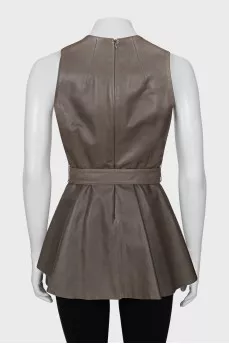 Leather blouse with belt