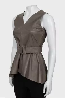 Leather blouse with belt