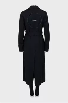 Black trench coat with back print