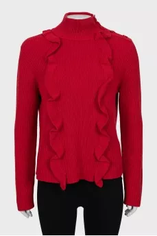 Knitted ruffle sweater