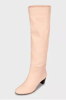 Suede mid-heel boots