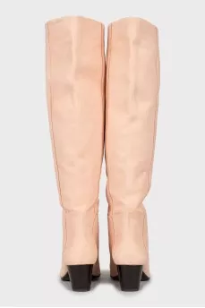 Suede mid-heel boots