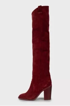 Red suede boots