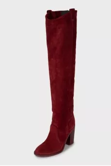 Red suede boots
