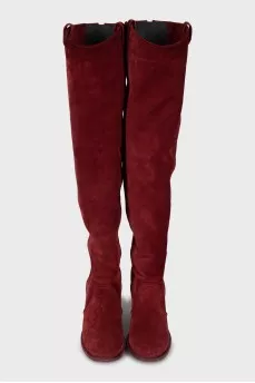 Red suede boots
