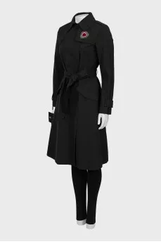 Black trench coat with tag