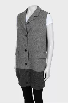 Wool vest in fine print