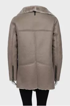 Eco-fur sheepskin coat with buttons