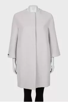Wool coat with 3/4 sleeves