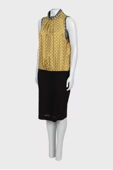 Shift dress with polka dot print