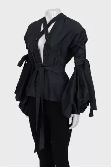 Black blouse with ties