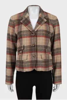 Wool jacket in check print