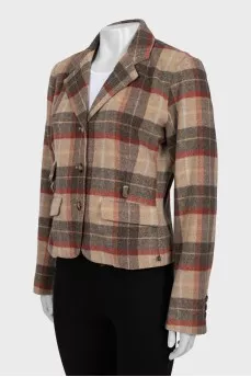 Wool jacket in check print