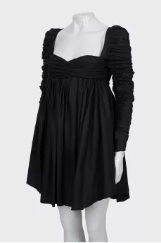 Black mini dress with draping