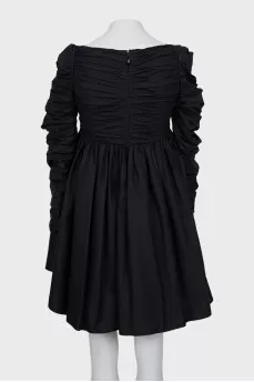 Black mini dress with draping