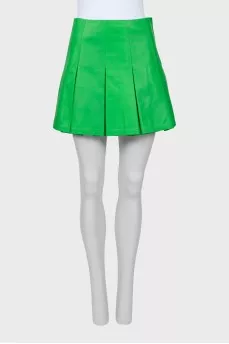 Pleated leather mini skirt